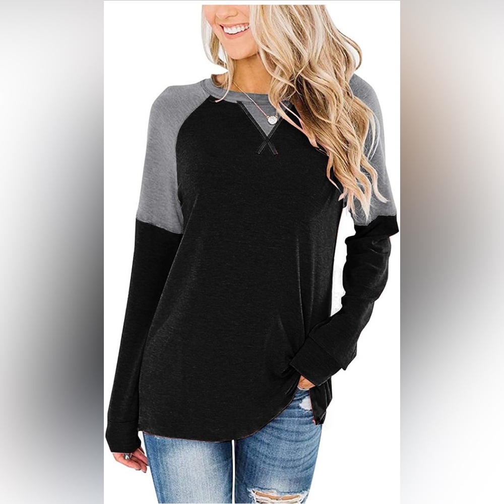 Long sleeve thick top black grey